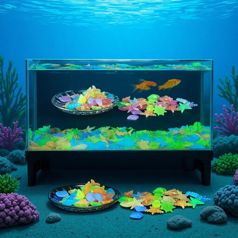 Aquarium Fish To Buy - Leuchtende Ozeansteine, fluoreszierende Muscheln, bunte Seesterne
