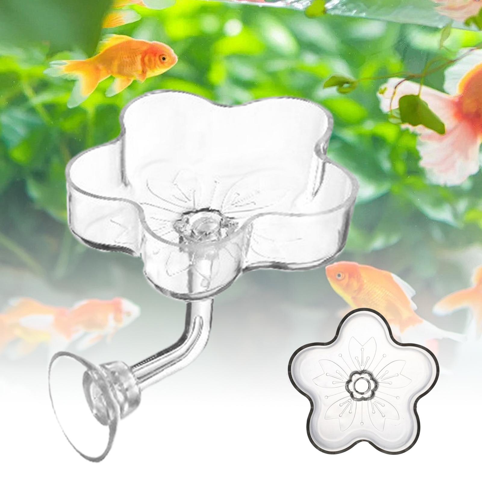 Aquarium Fish Feeder - Aquarium-Futterspender mit transparenter Schale, Garnelen-Saugnapf, blumenförmige