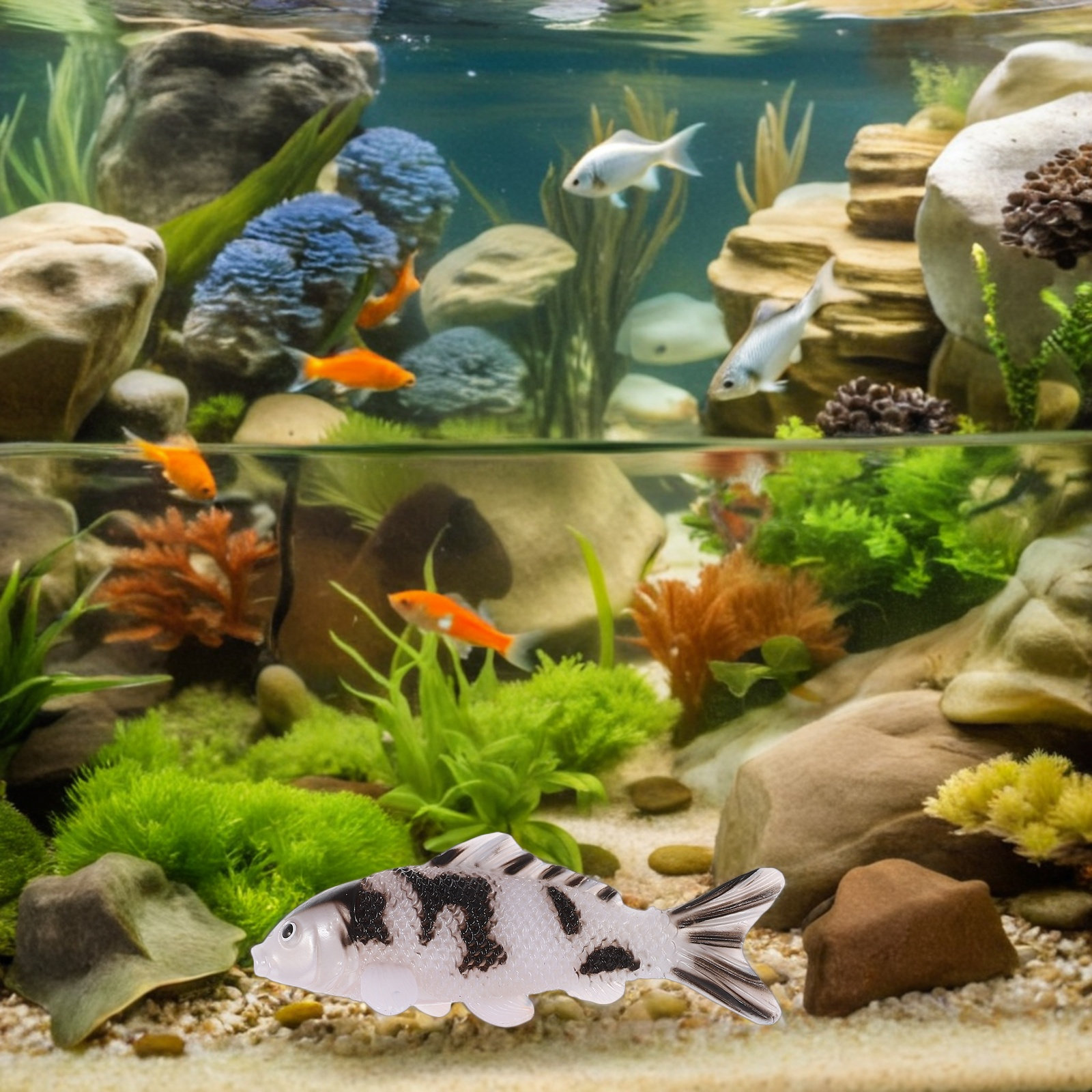 Aquarium Fish Koi - 4 Stück Lebendige Koi-Fisch-Aquarium-Dekorationen Künstliche Schwimmende