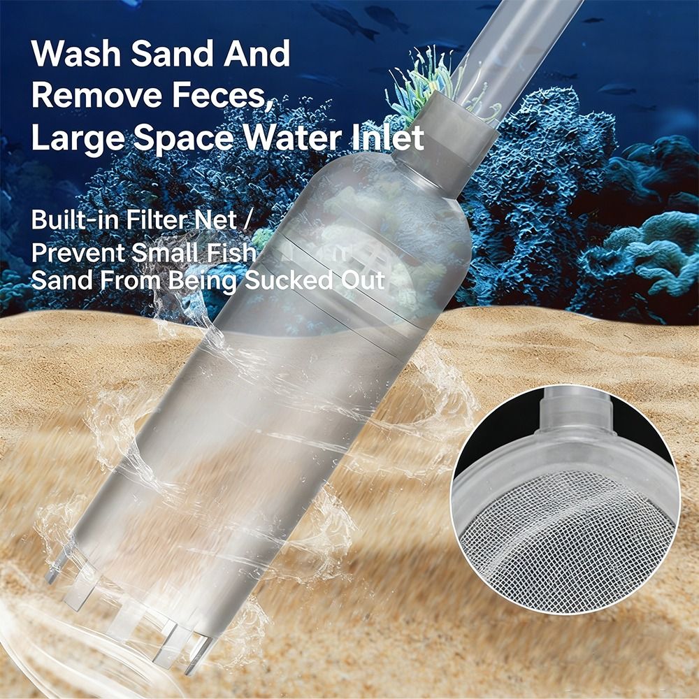 Aquarium Fish For Beginners - Neue Siphon-Aquarium-Kiesreinigerpumpe mit Filterdüse, Fischbecken-Reinigungswerkzeug, Wasserwechselpumpe,