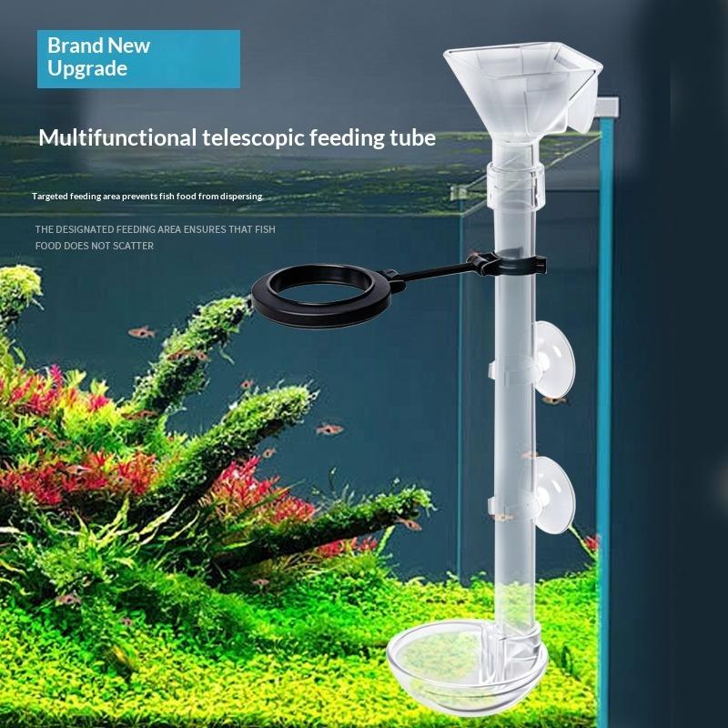 Aquarium Fish Feeder - Teleskopischer Futterrohr-Fütterer für Aquarien, verstellbarer Acryl-Aquarium-Fütterer
