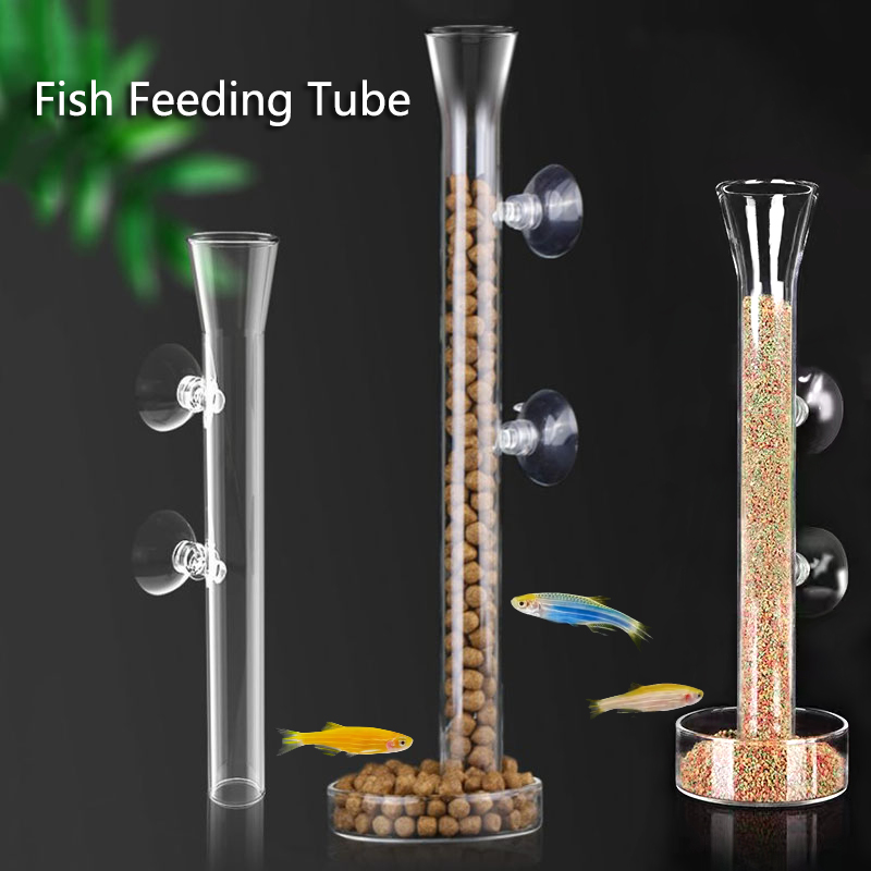 Aquarium Fish Feeder - Glas Aquarium Feeder Rohr Gericht Transparent