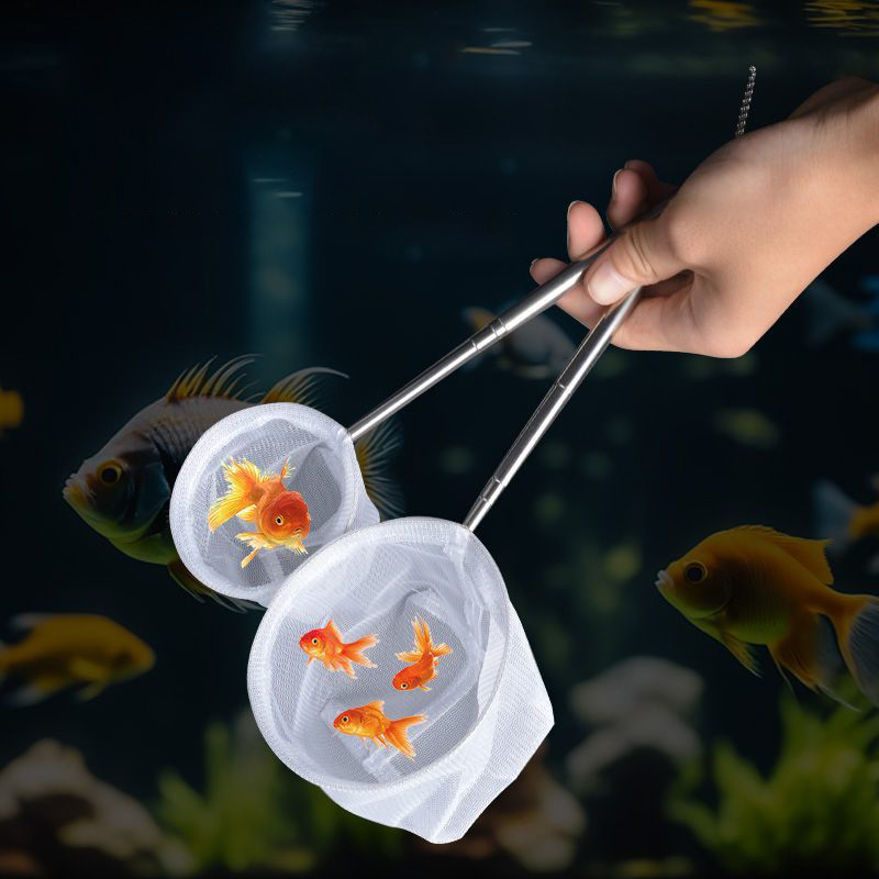 Aquarium Fish Net Small - 【F】Aquarium-Fischfangnetz aus Edelstahl, einziehbar, kleine Garnelen-Fischernetze,